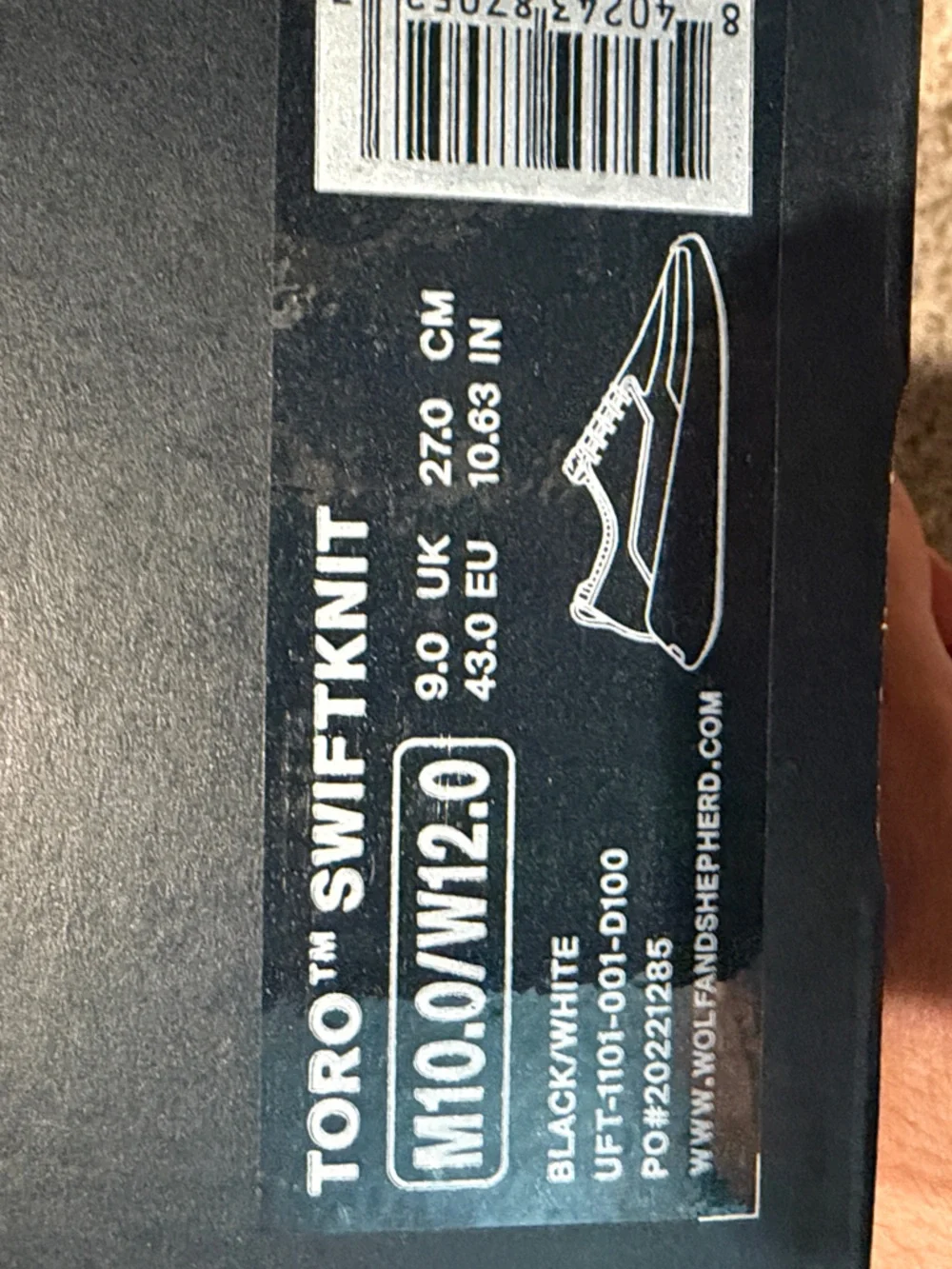 Men's Black Wolf & Shepherd Shoes, Size  10, new in box, swapped stretchy laces